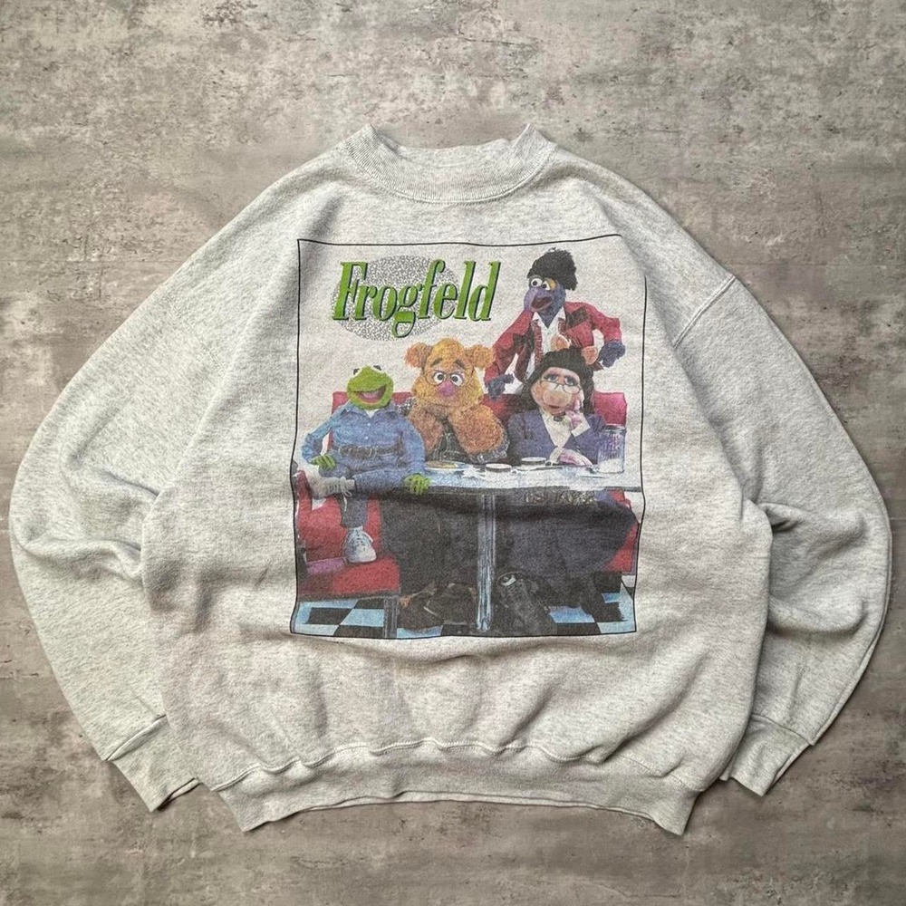 Fruit of the Loom Frogfeld Muppets Seinfeld Parody Mens XL Grey 90s Sweatshirt